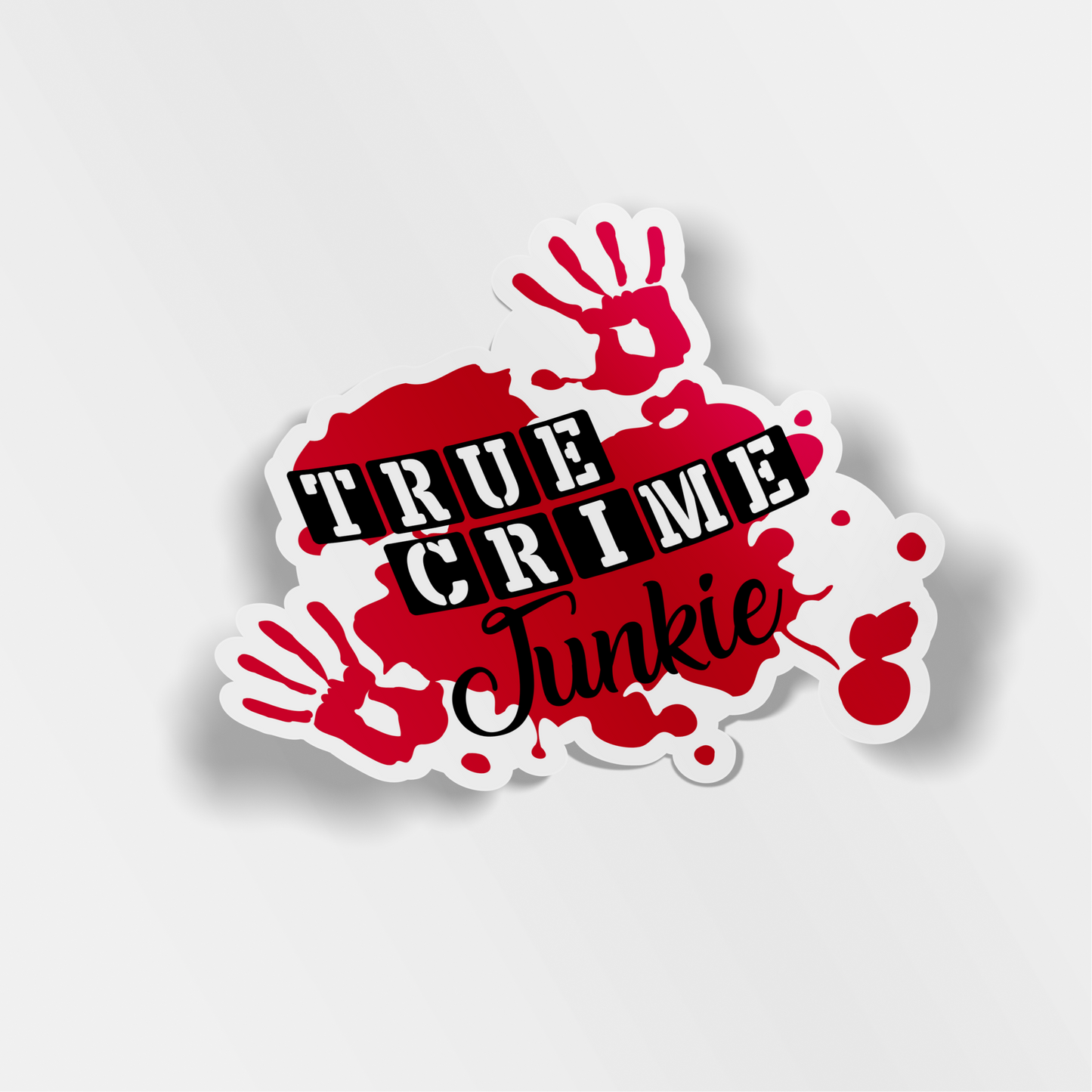 true crime junkie vinyl sticker