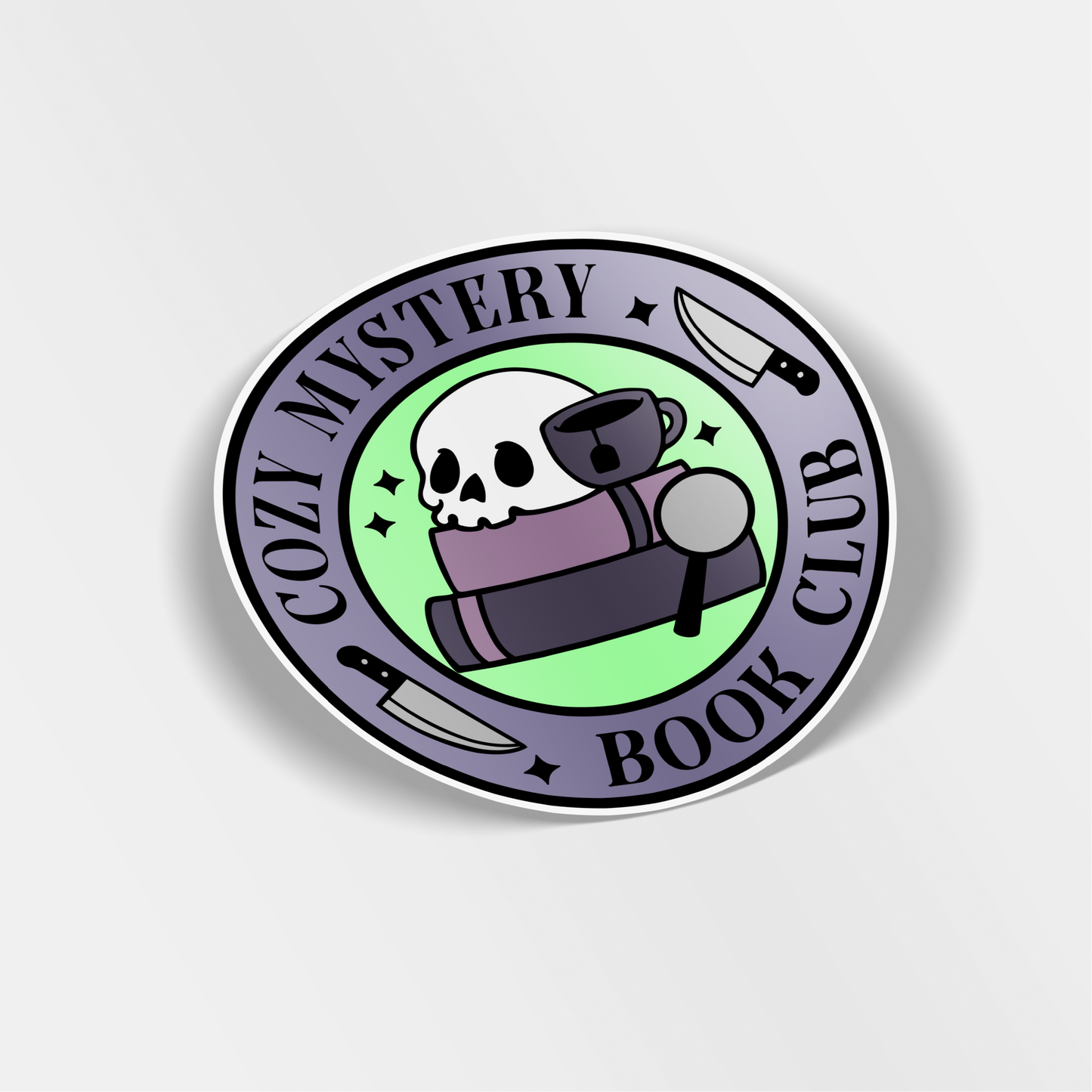 cozy mystery book club vinyl sticker