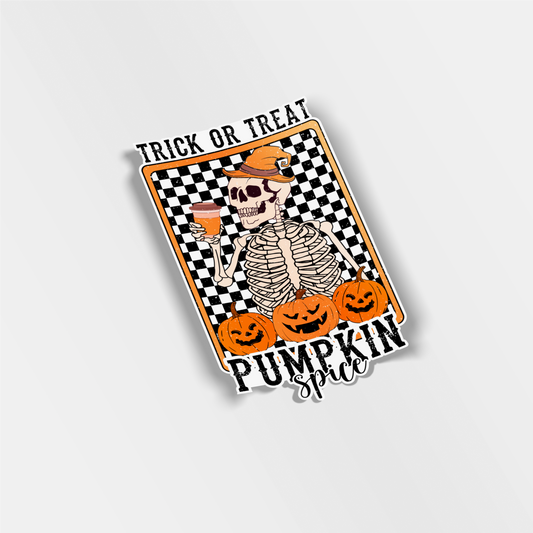 trick or treat pumpkin spice vinyl sticker