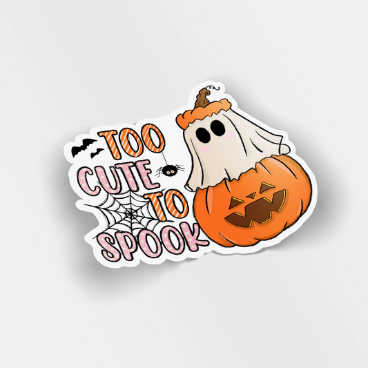 too cute to spook vinyl sticker