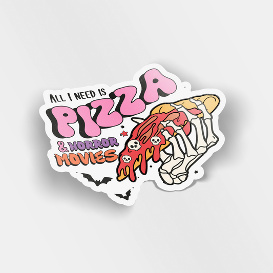 pizza & horror movies vinyl sticker