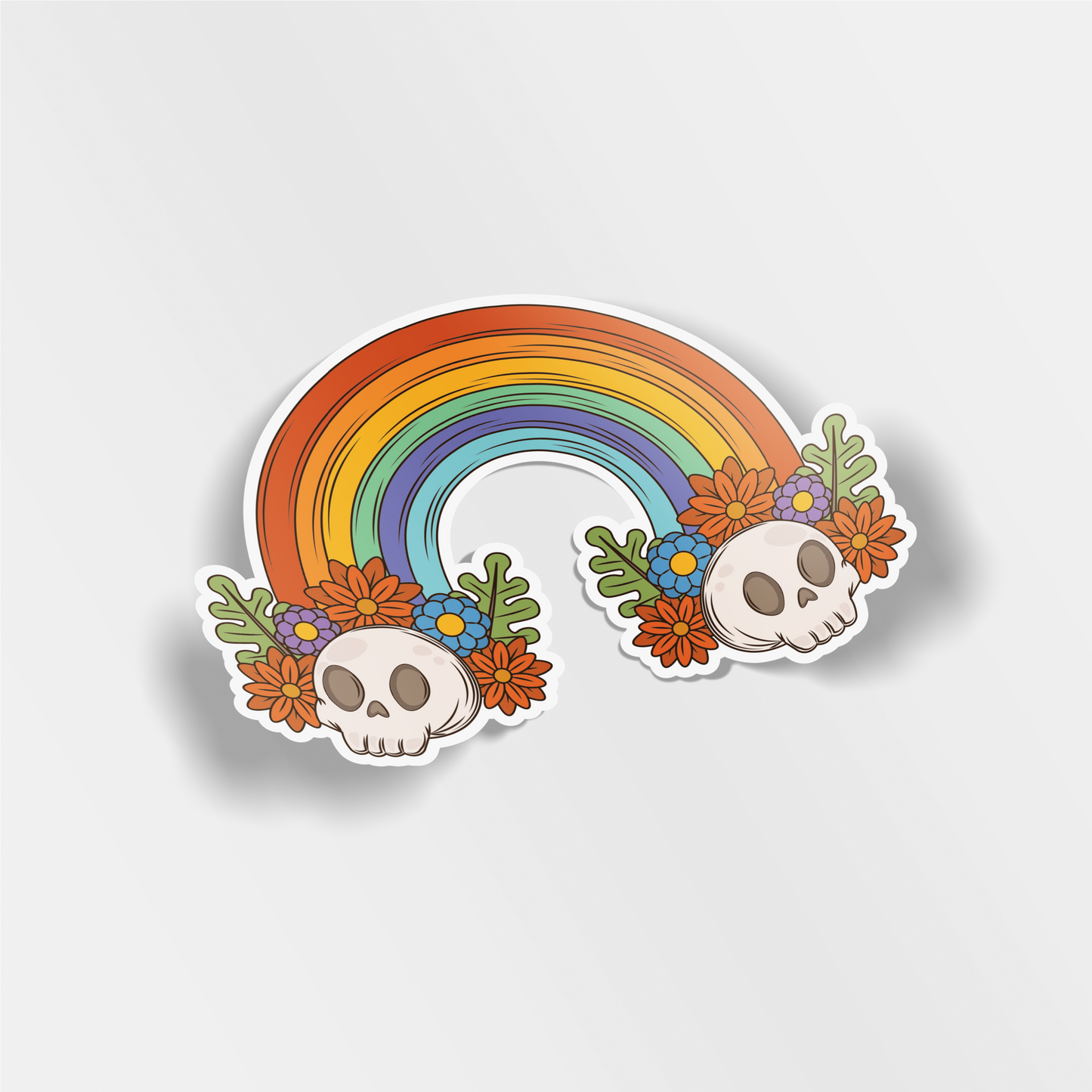 skull rainbow vinyl sticker