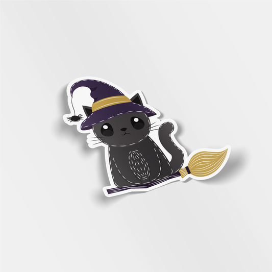 cat witch vinyl sticker