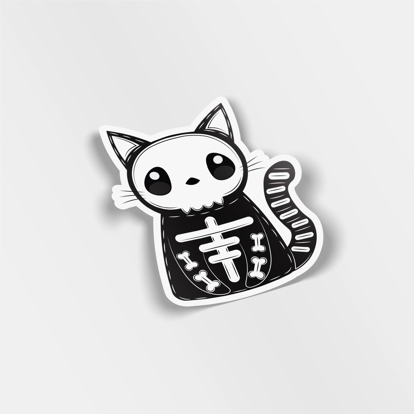 skeleton cat vinyl sticker