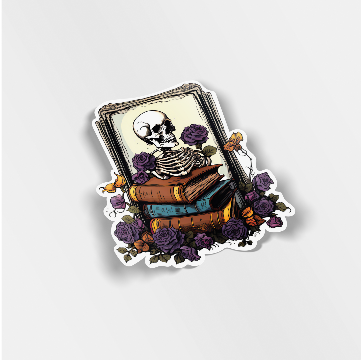 tarot book skeleton vinyl sticker