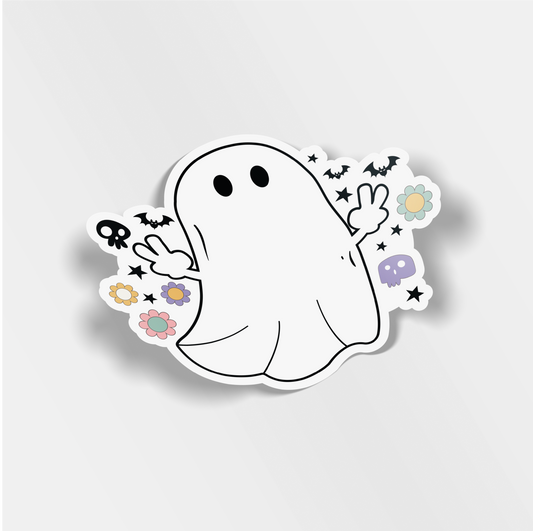 retro ghost vinyl sticker