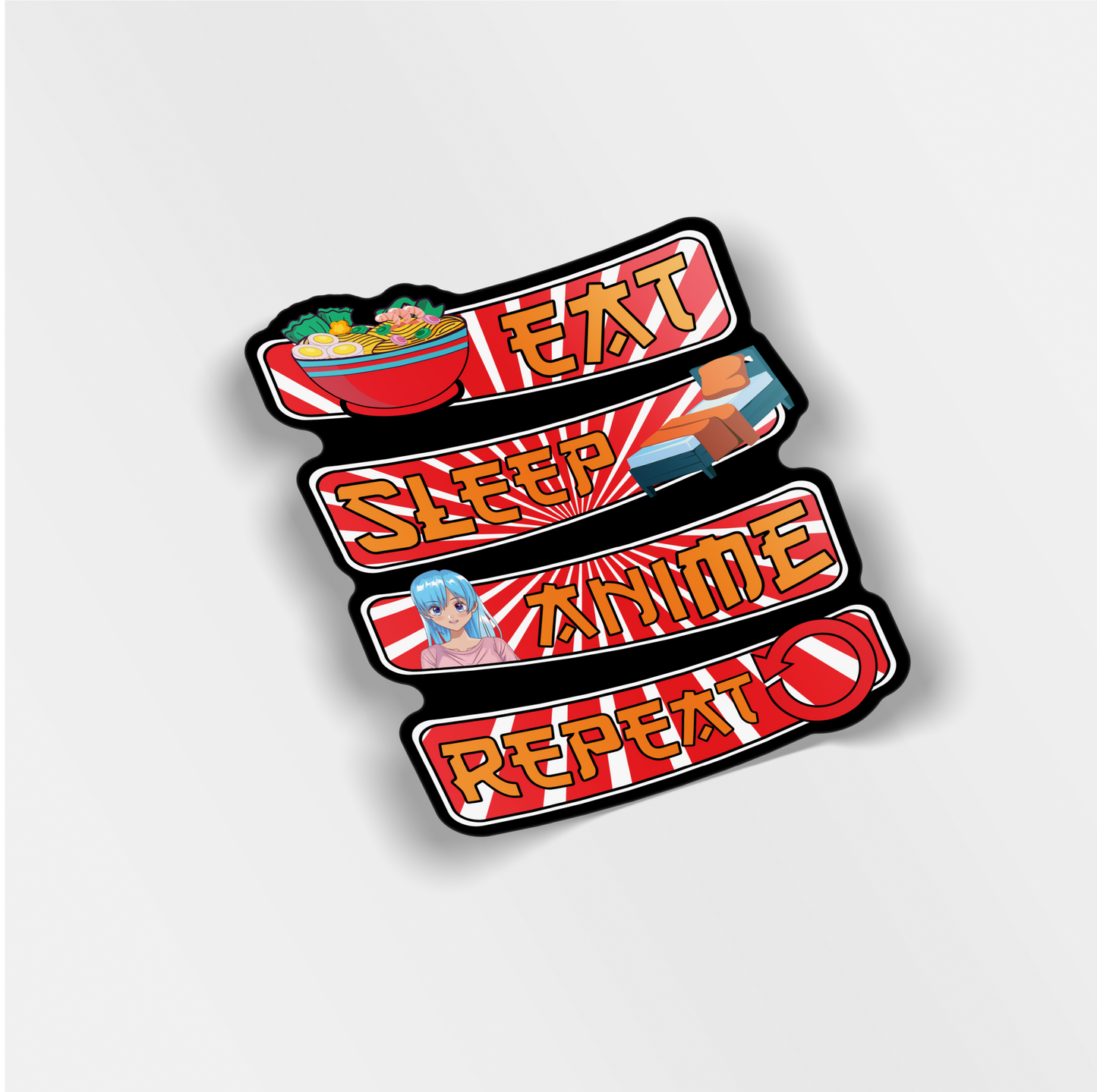 eat sleep anime repeat vinyl sticker