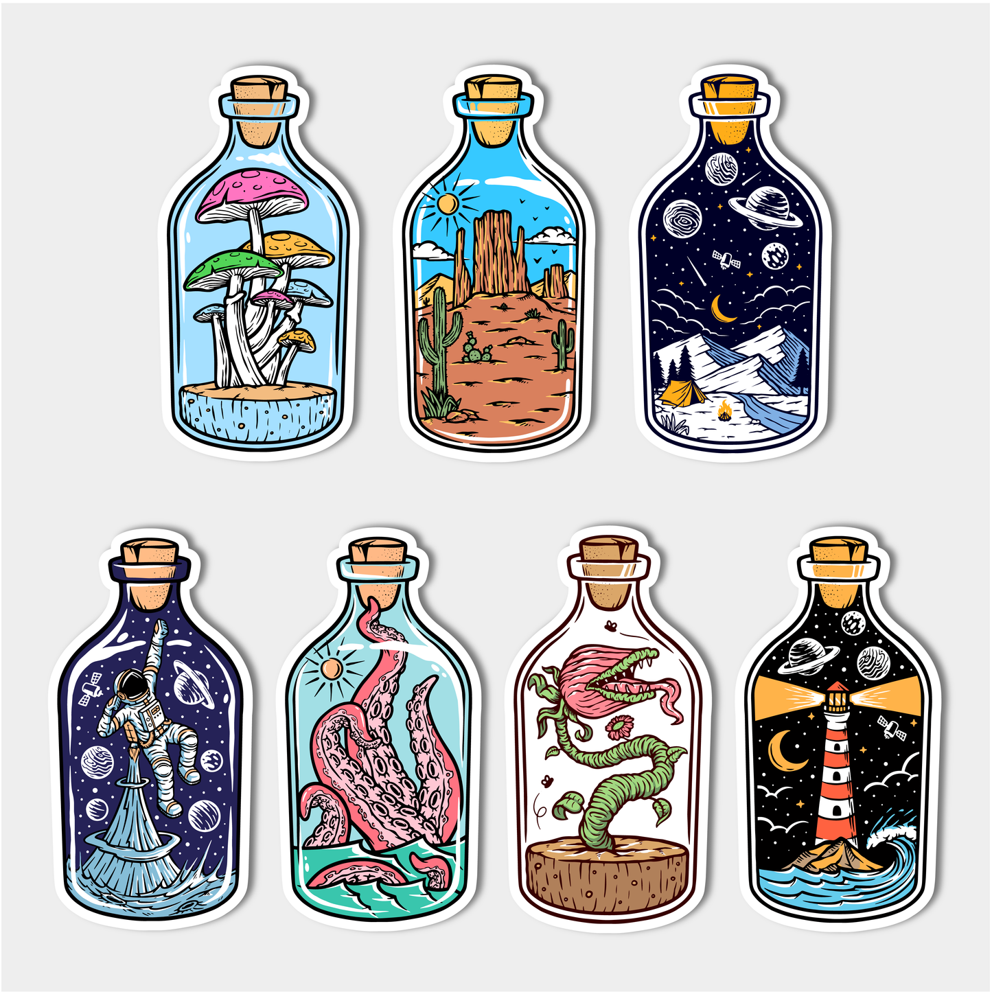 bottle art stickers - 7 pack