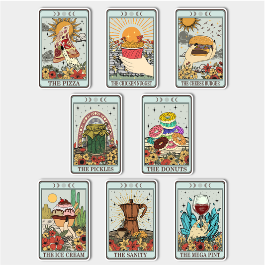 foodie tarot stickers - 8 pack