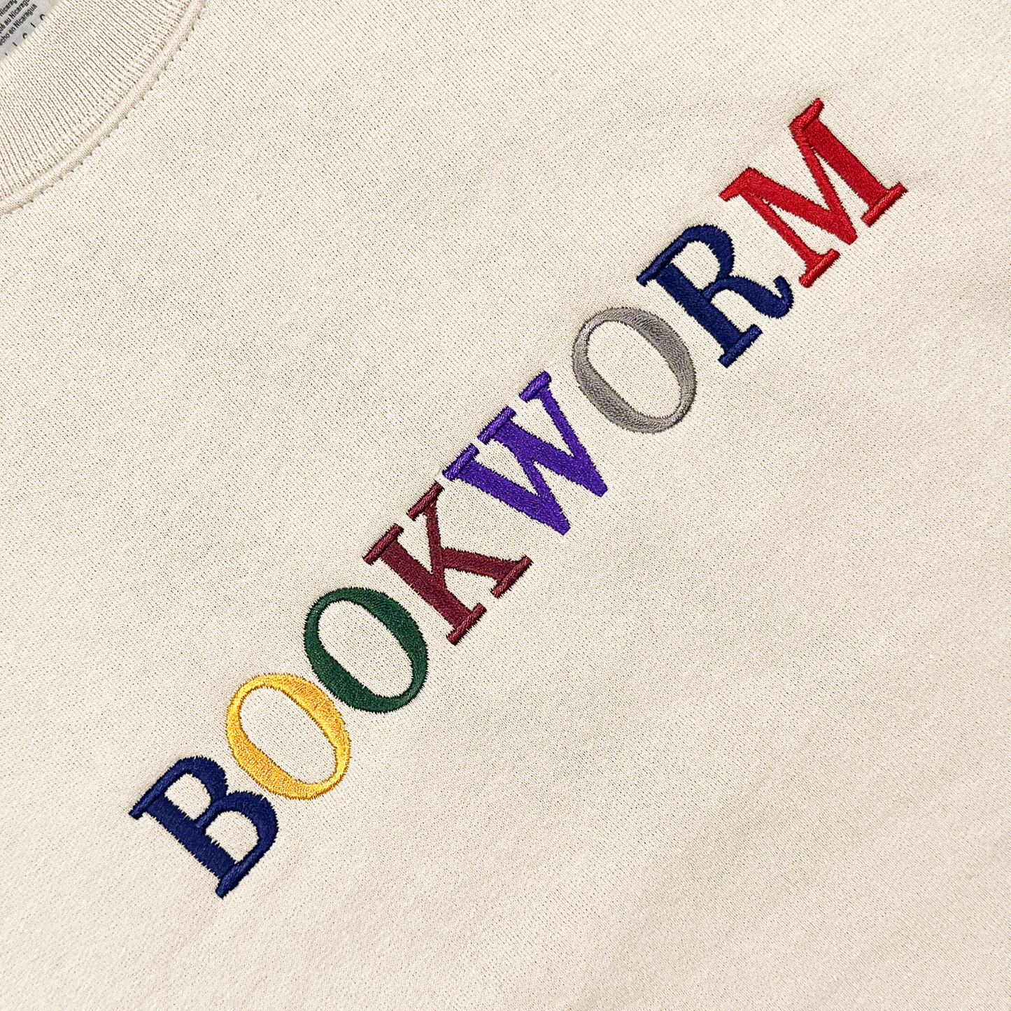 bookworm embroidered crewneck