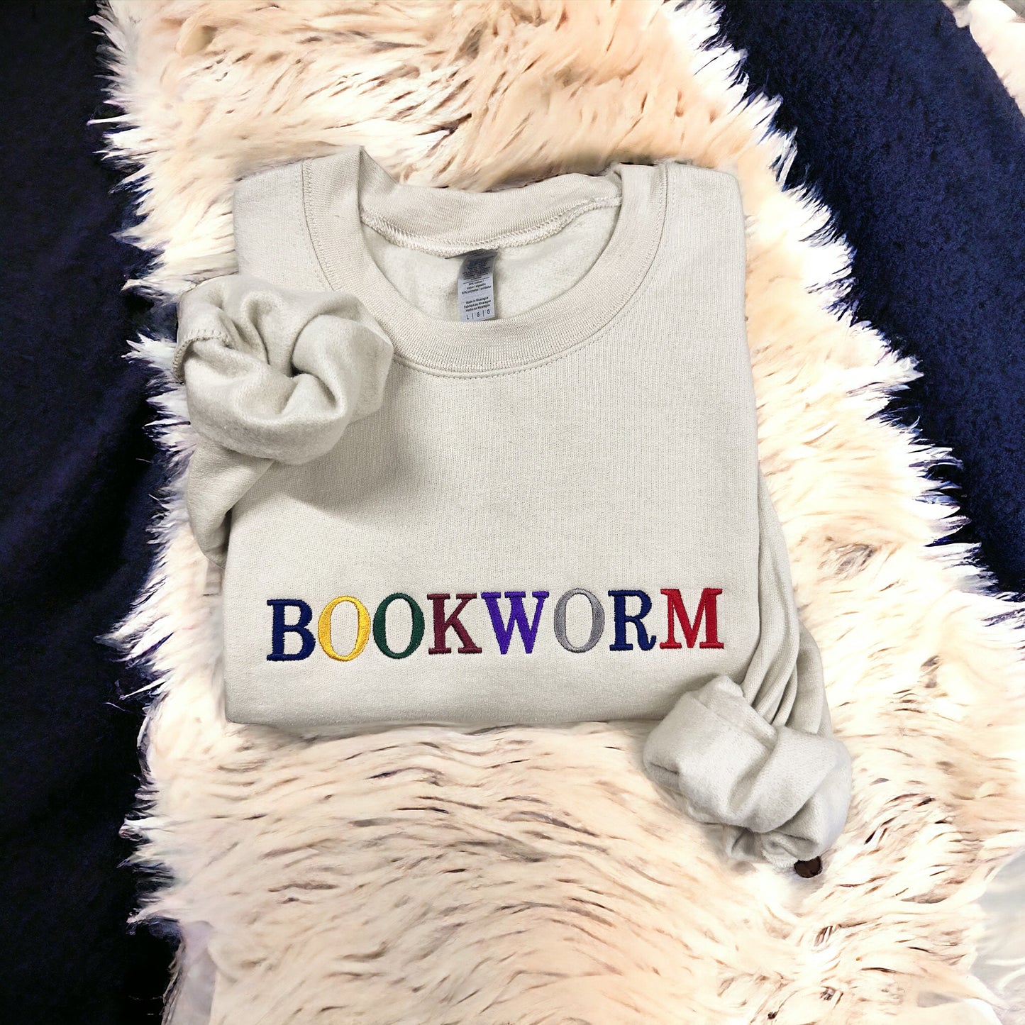 bookworm embroidered crewneck