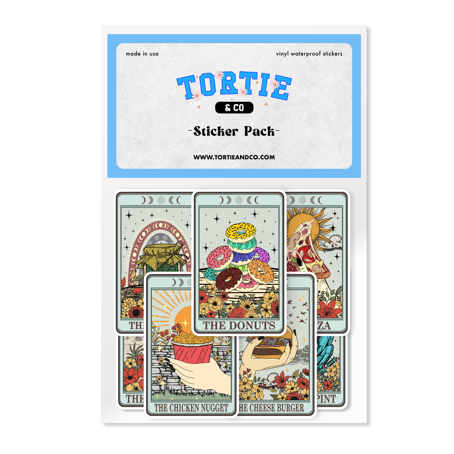 foodie tarot stickers - 8 pack