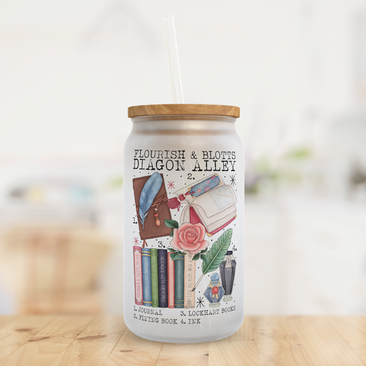 flourish & botts diagon alley glass can