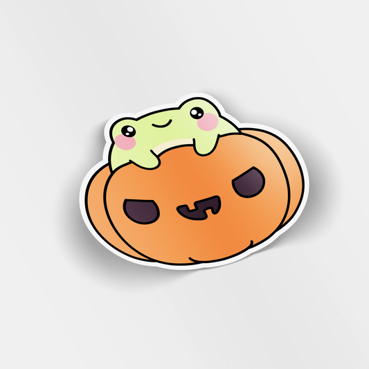 froggy pumpkin vinyl sticker