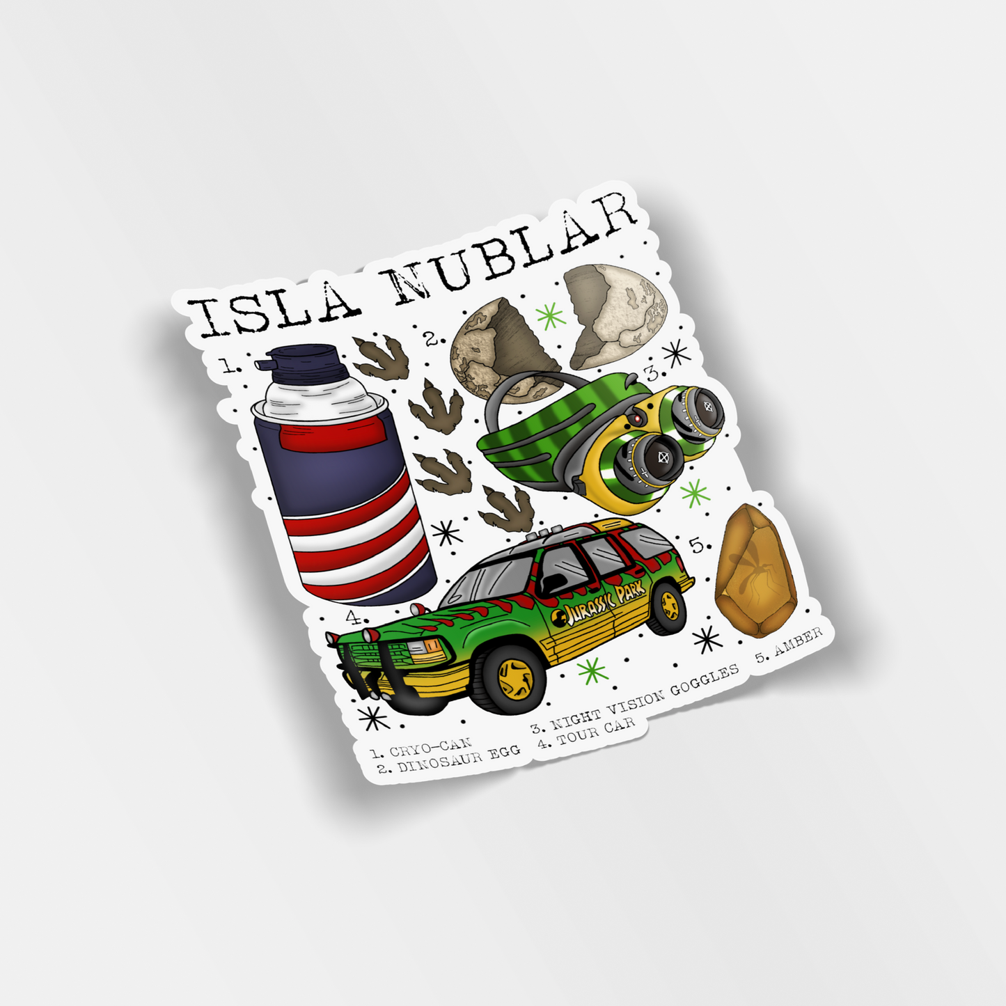 isla nublar vinyl sticker