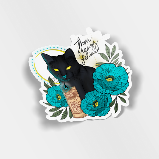 thou mangy feline vinyl sticker