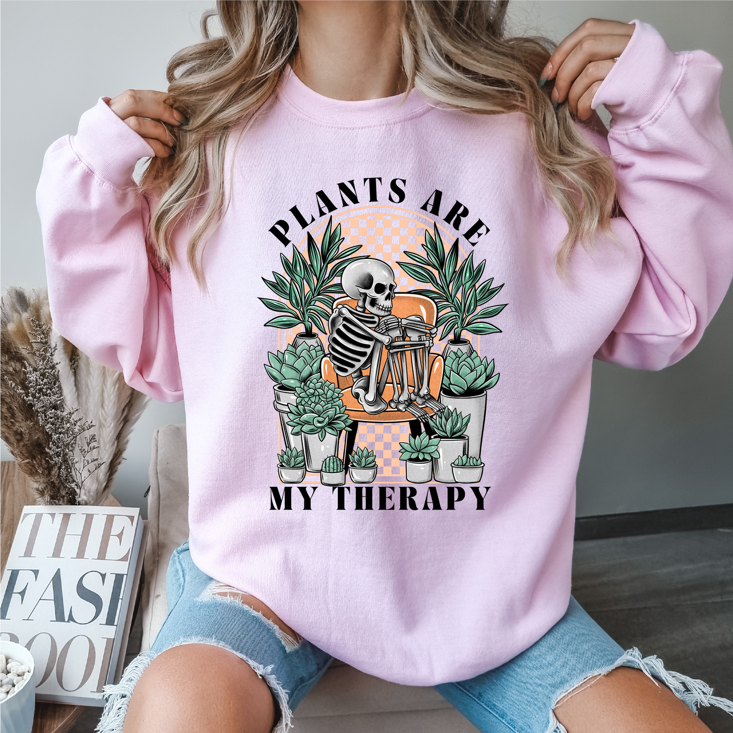 plants are my therapy crewneck