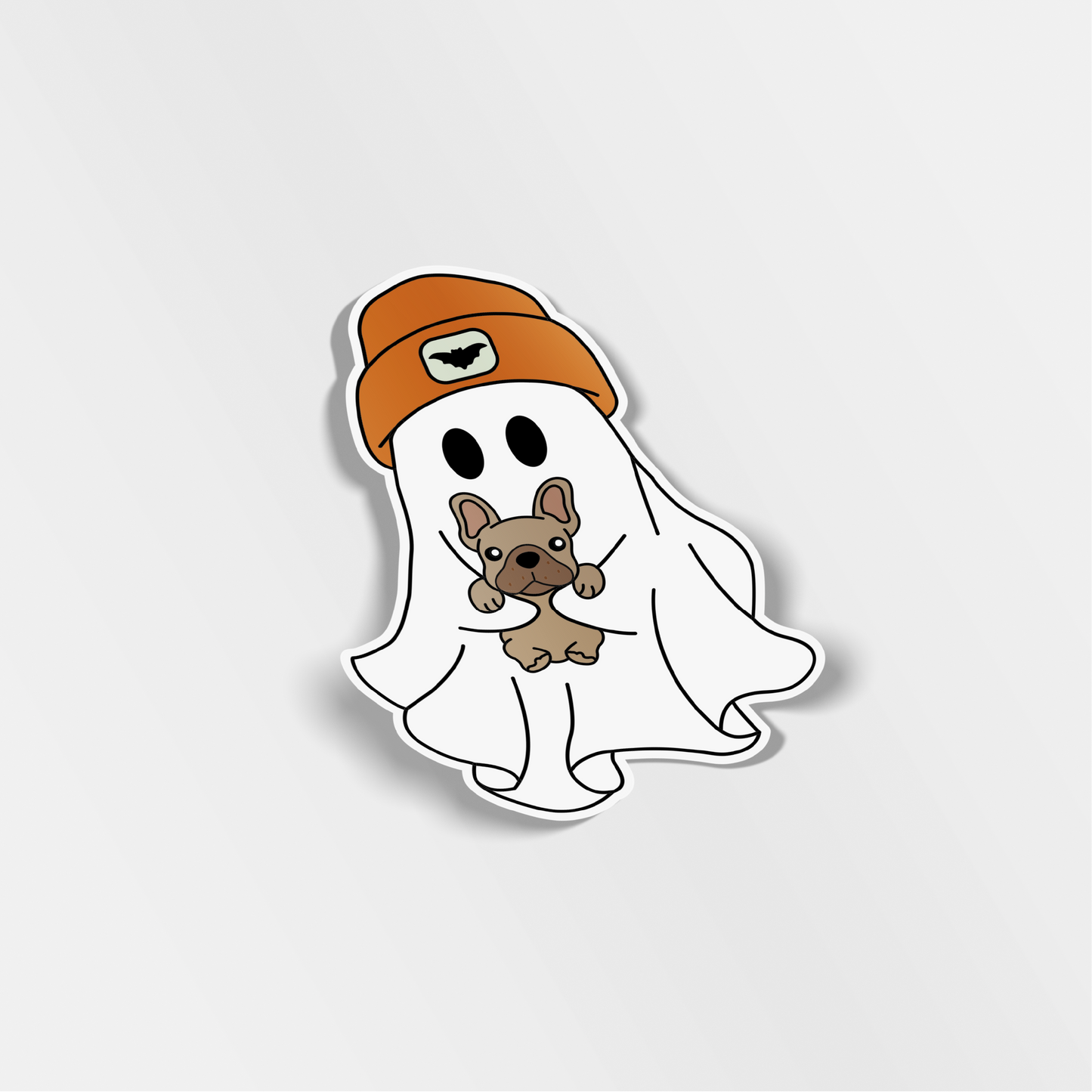 retro ghost with bulldog vinyl sticker