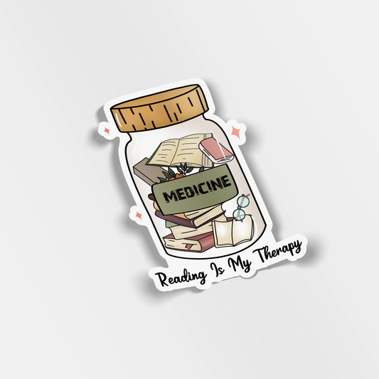 reading is my therapy vinyl sticker