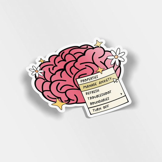 anxiety brain vinyl sticker