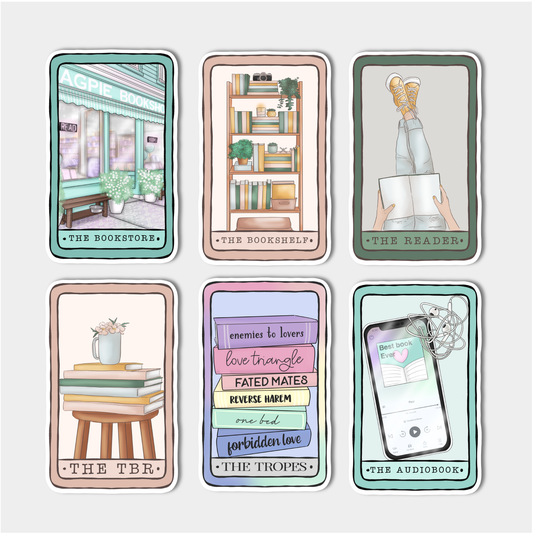 bookish tarot stickers - 6 pack