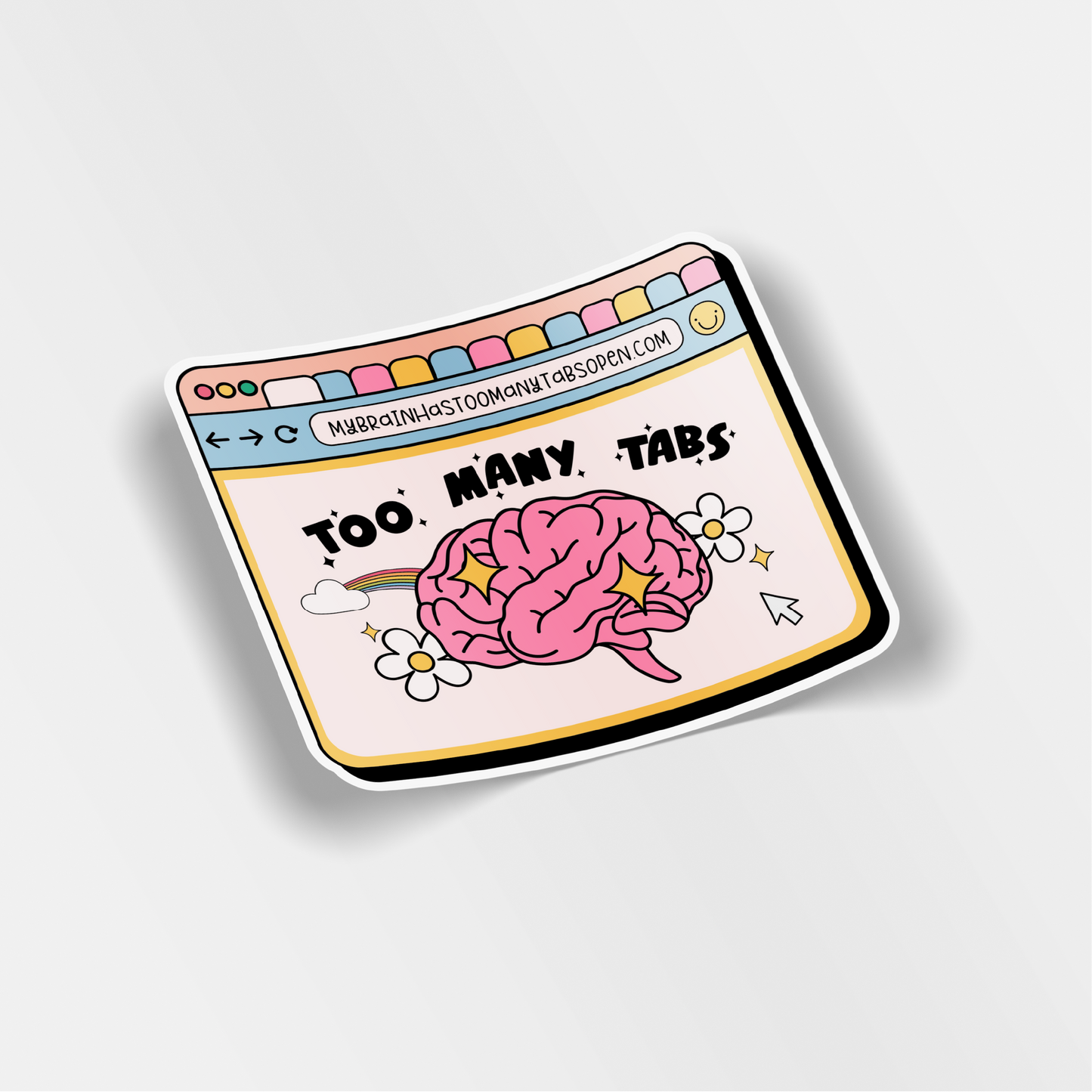 too many tabs vinyl sticker